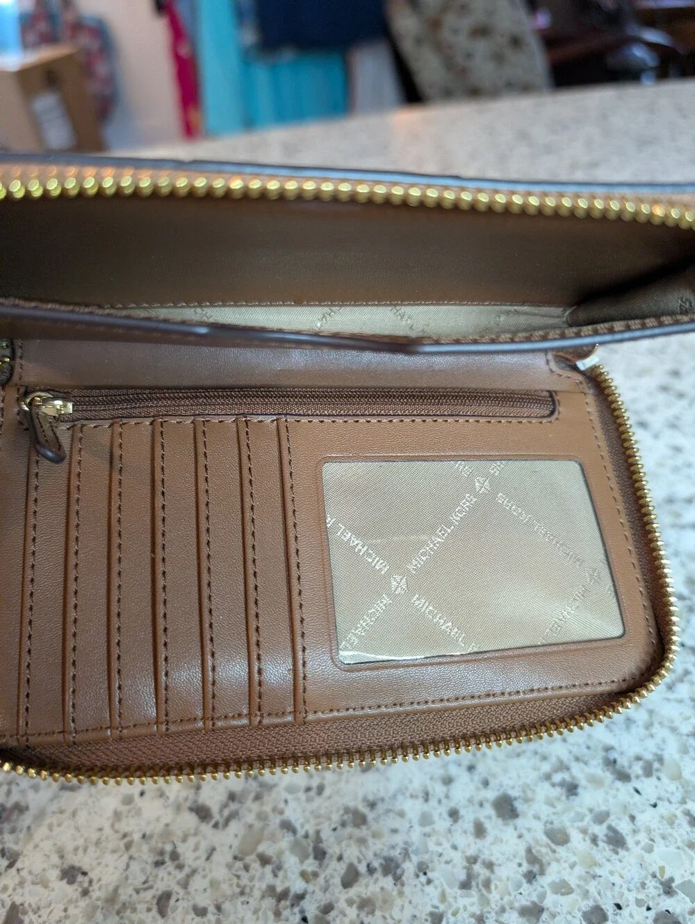 Michael Kors Jet Set Woven Congac Wristlet Wallet